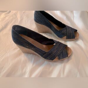 Ladies Denim Wedge Shoes Size 9